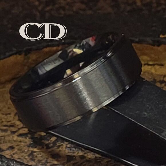 Men's Matte Black Wedding Ring Band - Matte Black Wedding Ring For Guys - Picture 6 of 6